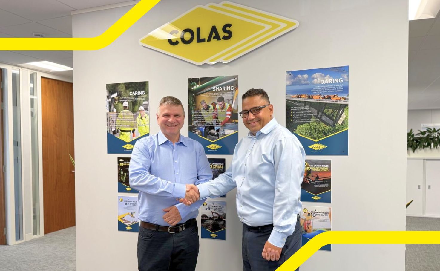 New CEO shaking hands with former CEO